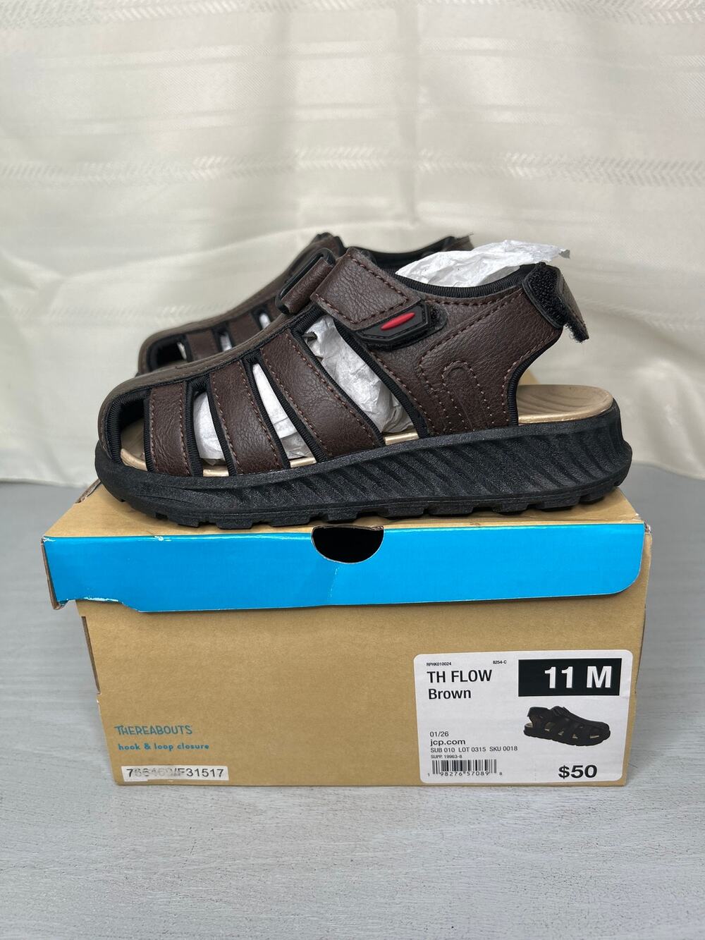 Thereabouts Flow Strap Sandals Brown Boys Size 11M